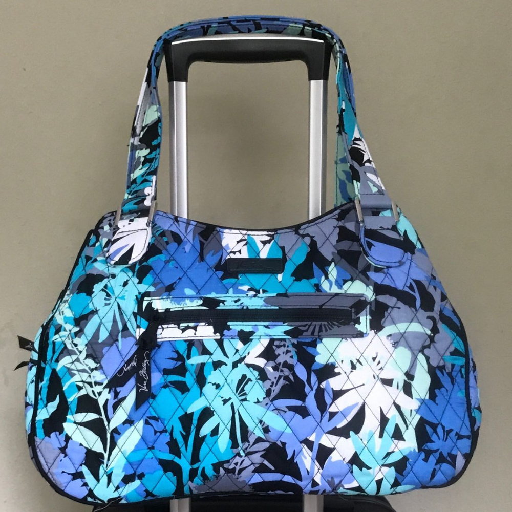 Vera Bradley Blue Aqua Floral Quilted Tote Satchel